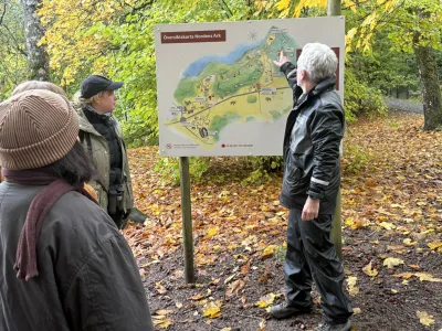 Björn Johansson introduces the animal park during the guided tour.